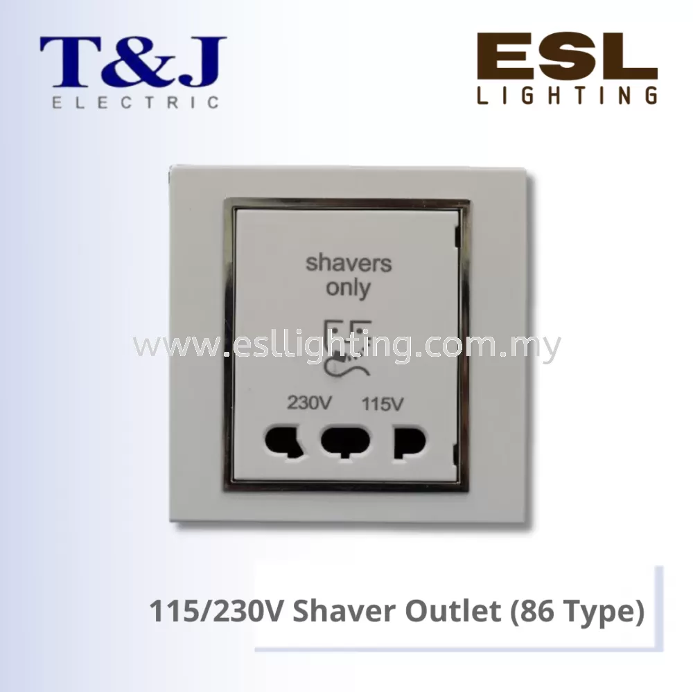 T&J LAVINA"95" SERIES 115/230V Shaver Outlet (86 Type) - JC8668-W-LWH / JC8668-W-LBL