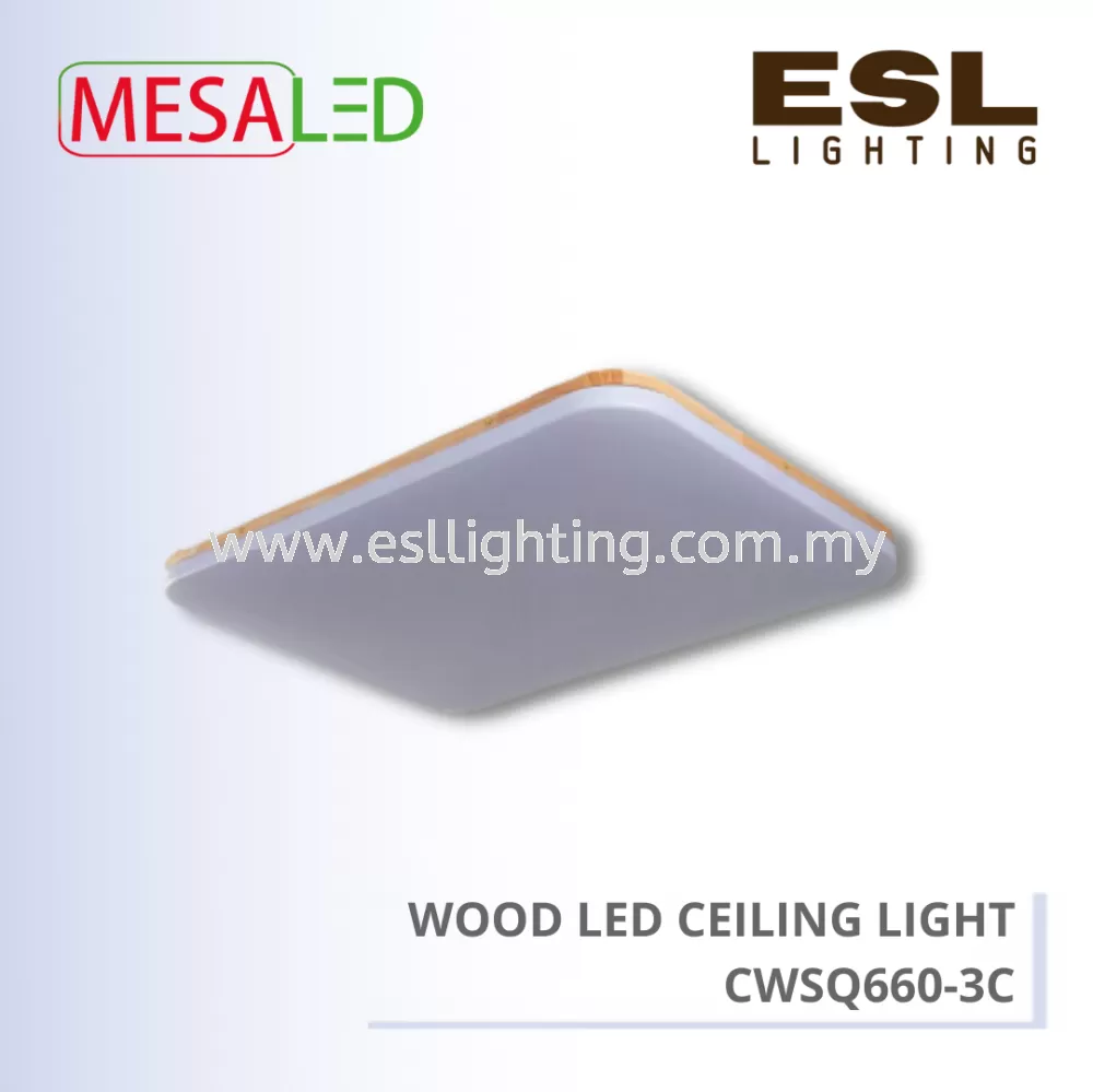 MESALED LED CEILING LIGHT WOOD 36W x 2 - CWSQ660-3C