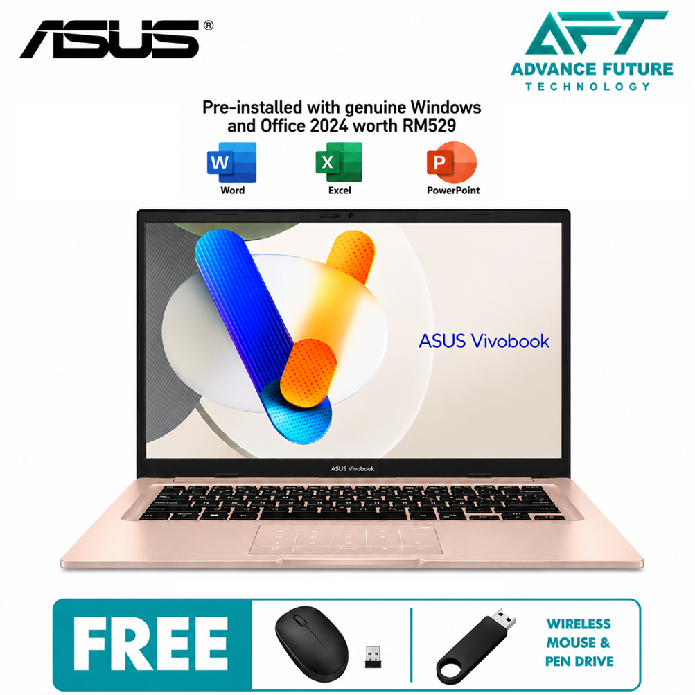 Asus VivoBook 14 A1404V-APB012WMS 14" WUXGA Laptop Terra Cotta ( Intel Core 7 150U, 16GB, 1TB, Intel, W11, H&S 2024&M365 )
