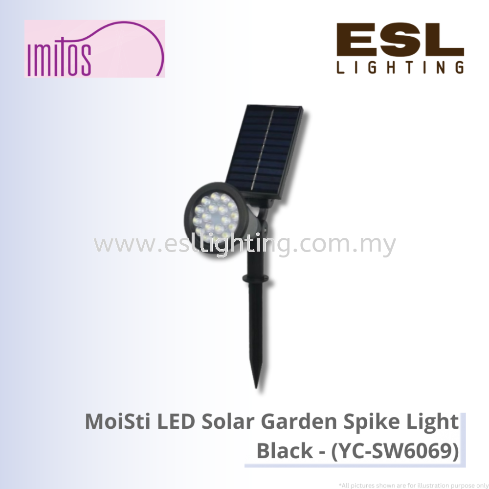IMITOS MoiSti LED Solar Garden Spike Light Black - YC-SW6069 IP65