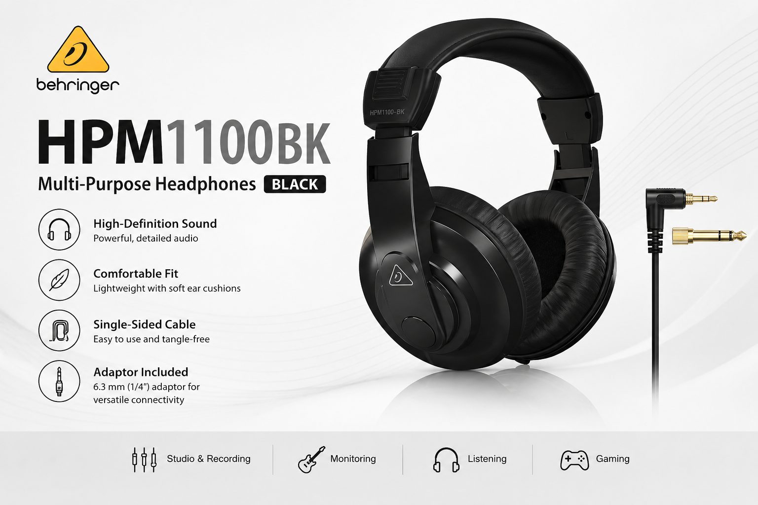 Behringer HPM1100BK – 多用途耳机（黑色）