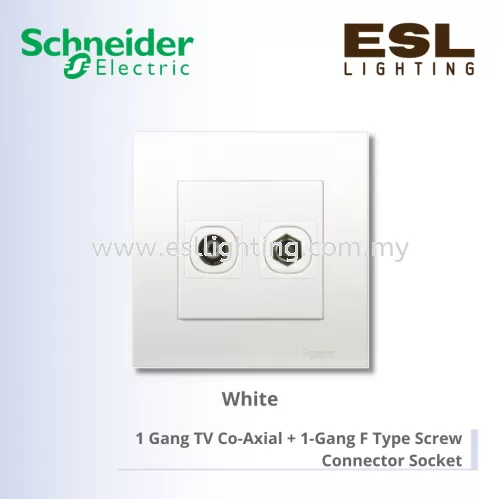 SCHNEIDER Vivace 1 Gang TV Co-Axial + 1 Gang F Type Screw Connector Socket - KB32TV_TVF