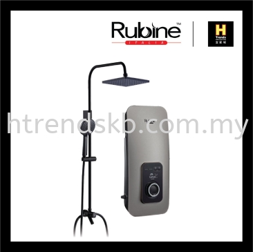 Rubine Cetus Series Inverter DC Silent Pump Instant Water Heater with Matt Black Rain Shower Set