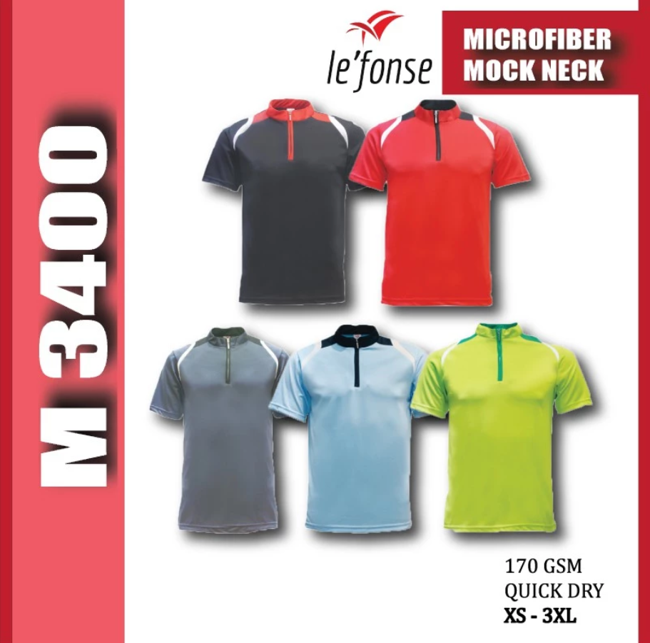 LEFONSE Premium Microfiber Mock Neck with Zip M3400