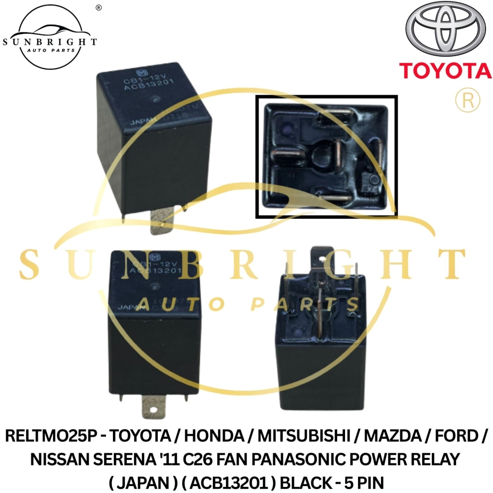 RELTMO25P - TOYOTA / HONDA / MITSUBISHI / MAZDA / FORD / NISSAN SERENA '11 C26 FAN PANASONIC POWER RELAY ( JAPAN ) ( ACB13201 ) BLACK - 5 PIN