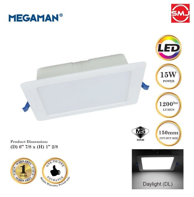 Megaman MQTL1119-Y/15W 6" 6500k Cool Daylight LED Downlight (Square)