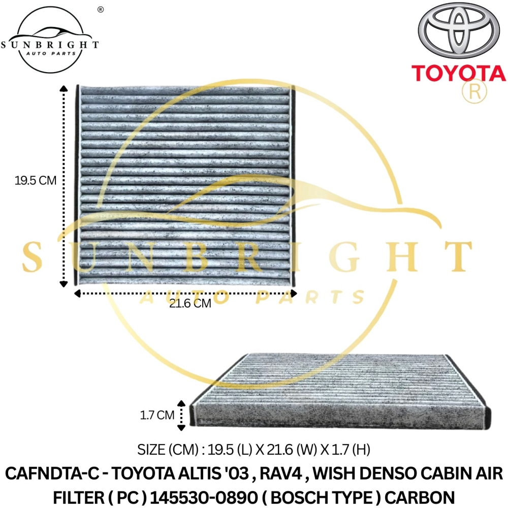 CAFNDTA-C - TOYOTA ALTIS '03 , RAV4 , WISH DENSO CABIN AIR FILTER ( 0890 ) ( CARBON ) BOSCH