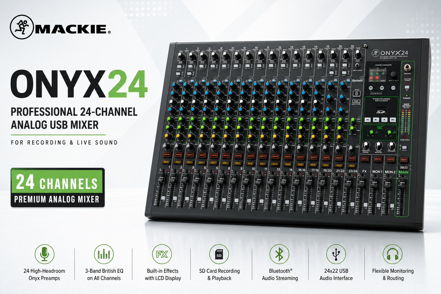 Mackie Onyx24 Pengadun USB Analog Premium 24 Saluran