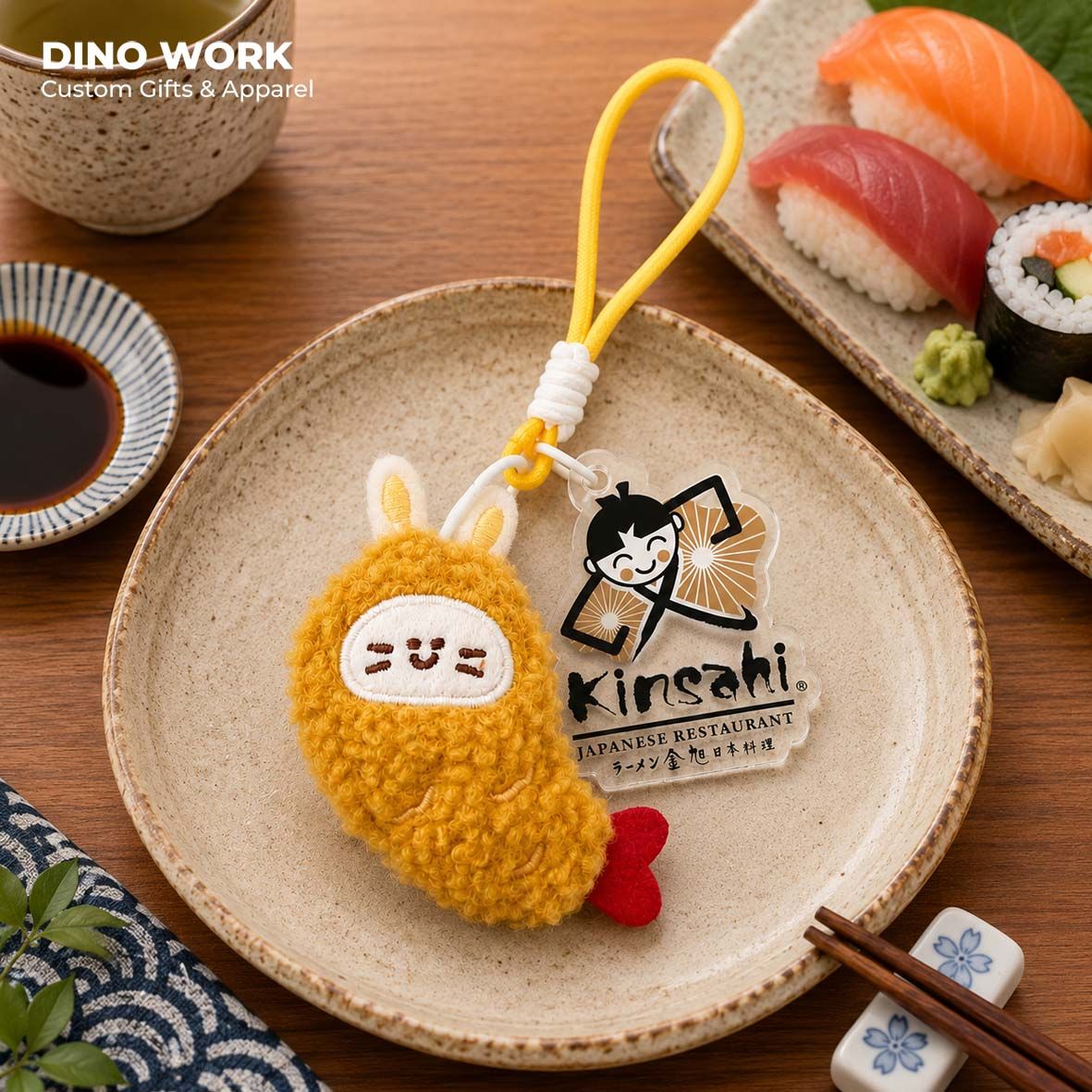 Plush Bag Charm with Custom Acrylic Logo Tag (MOQ = 100 pcs) Merchandise Supplier Malaysia