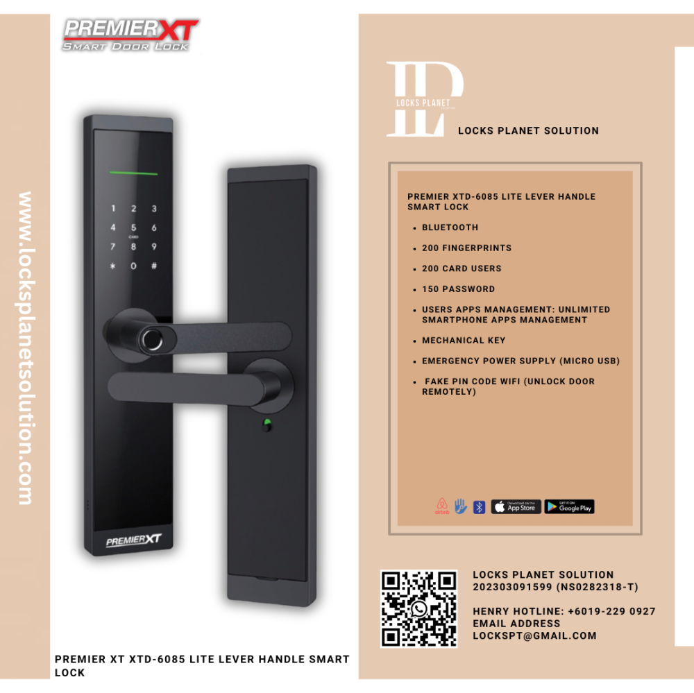PREMIER XTD-6085 LITE LEVER HANDLE SMART LOCK