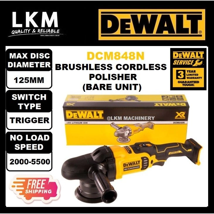 DEWALT DCM848N 18V XR Brushless 125mm Dual Action Polisher (SOLO)