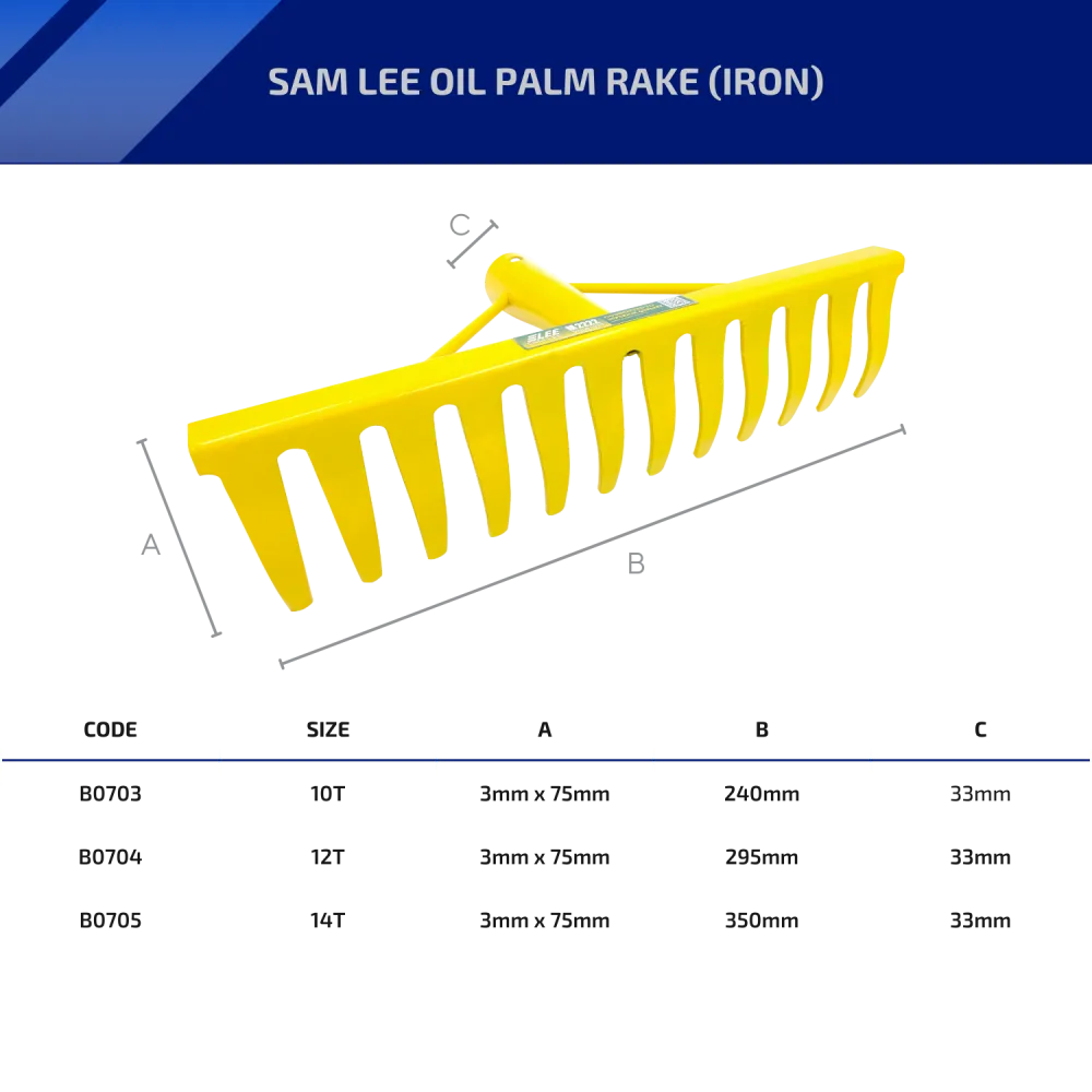 Sam Lee Oil Palm Rake - Iron (10T/12T/14T)