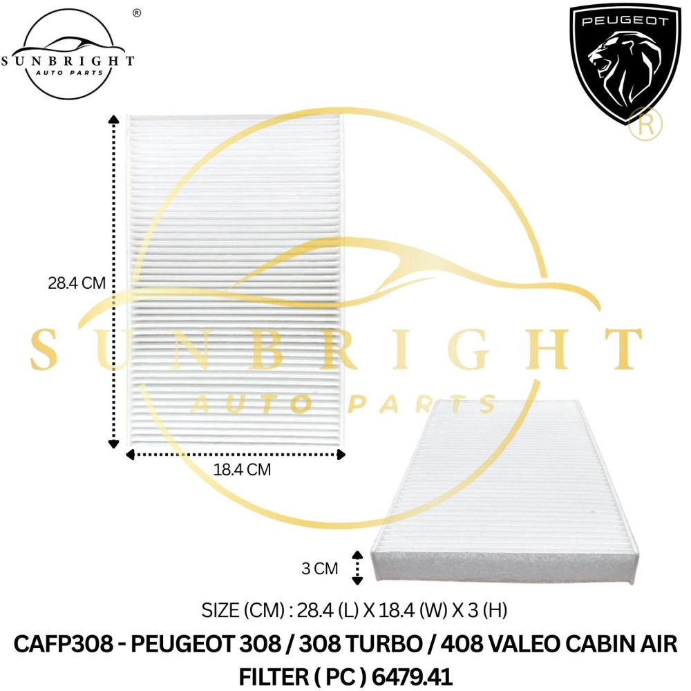 CAFP308 - PEUGEOT 308 / 308 TURBO / 408 VALEO CABIN AIR FILTER ( PC ) 6479.41