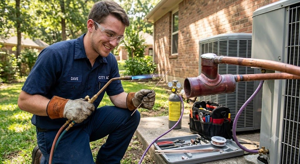 HVAC copper pipe brazing without leaks
