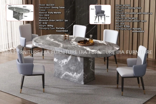 Fully Marble Dining Table - GLC031 | Dining Chair DC602