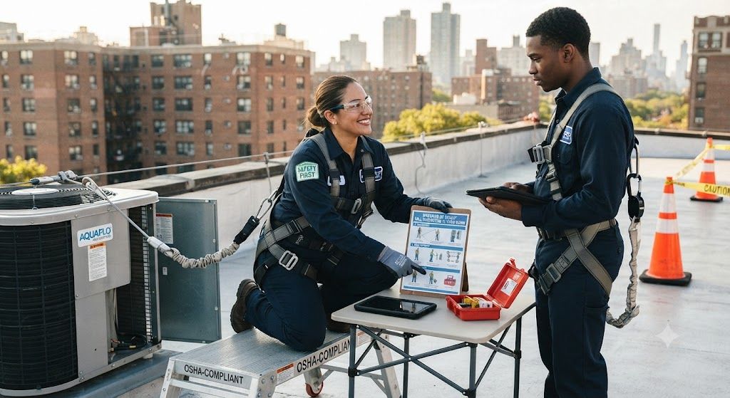 HVAC working at height fall protection system guide