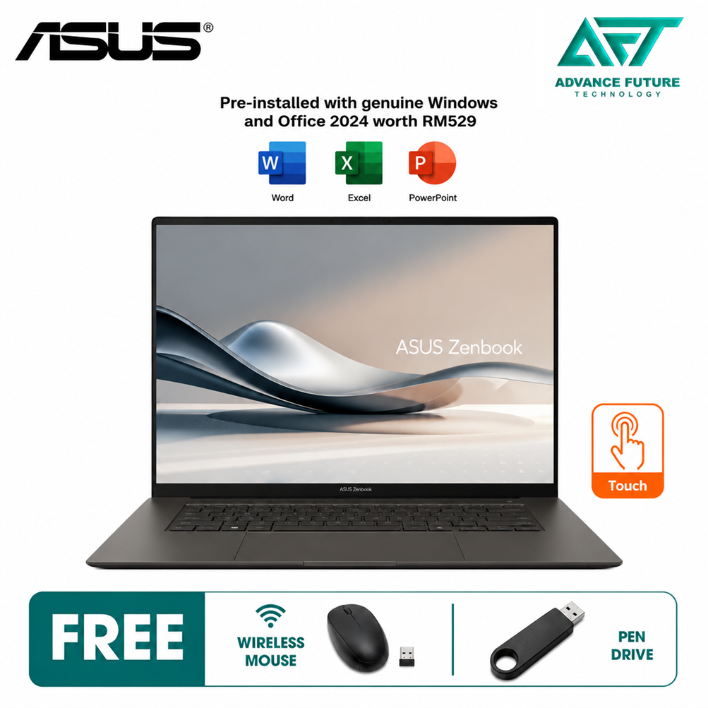 Asus Zenbook S 16 UM5606W-ARJ107W 16" 3K OLED Laptop Zumaia Gray ( AMD Ryzen AI 9 HX 370, 32GB, 1TB SSD, ATI, W11, H&S )