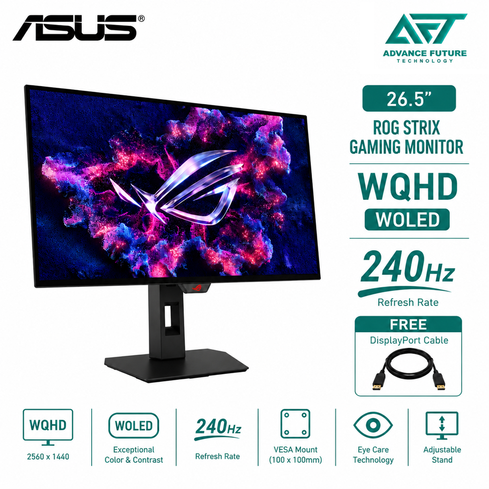 Asus ROG Strix OLED XG27AQDMGR Gen 2 26.5'' WQHD WOLED 240Hz Gaming Monitor ( 2x HDMI, DP, USB-A, Audio, 3 Years Warranty )