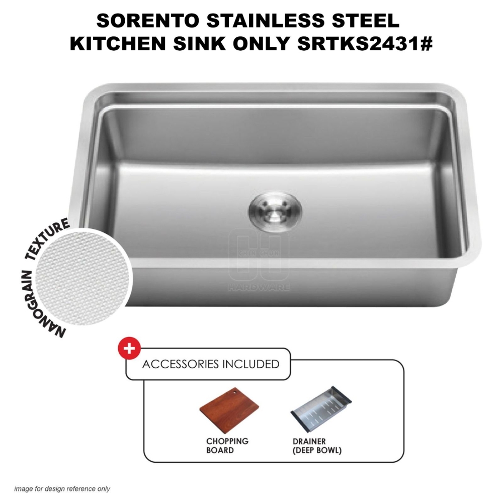 SORENTO STAINLESS STEEL KITCHEN SINK ONLY SRTKS2431