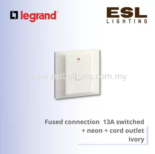 Legrand Belanko™ Fused connection  13A switched  + neon + cord outlet ivory