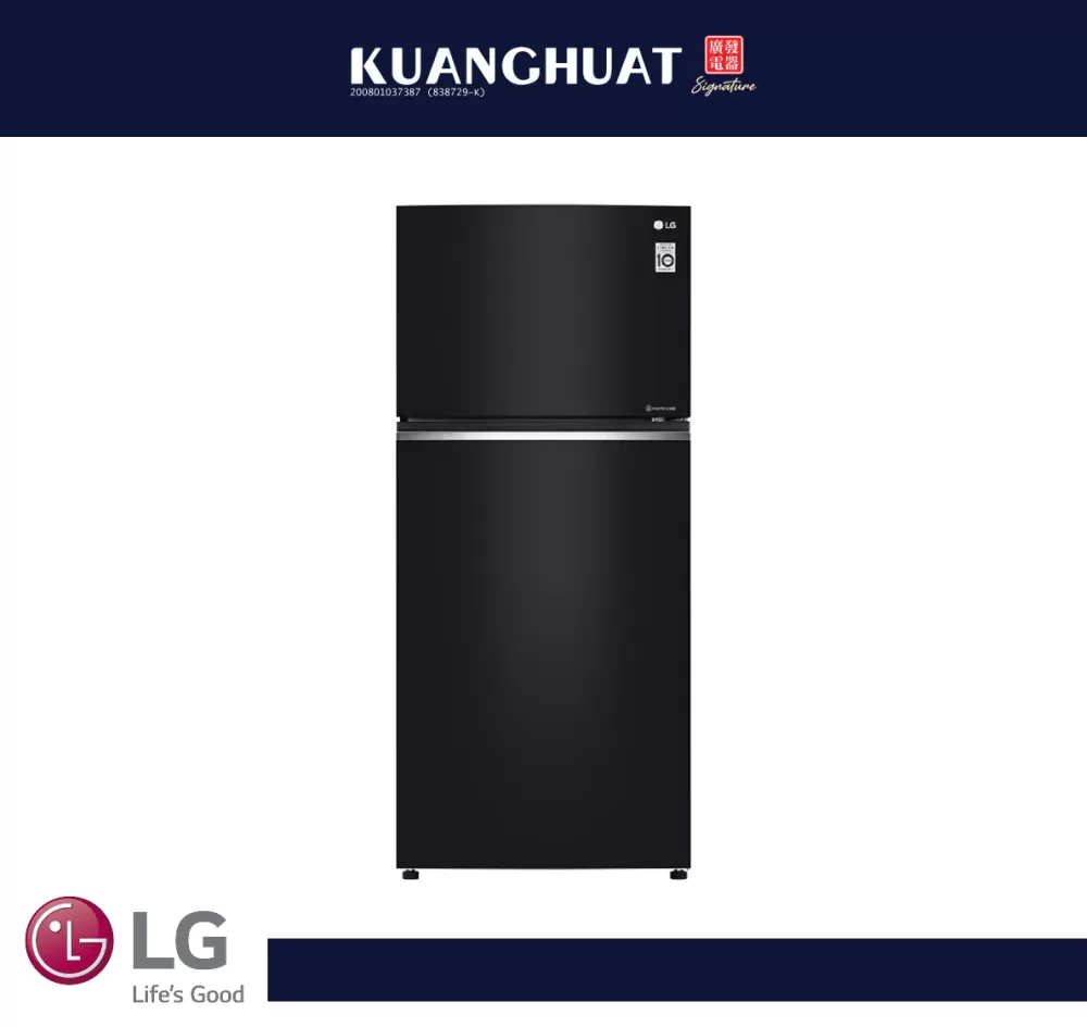 LG 547L Top Freezer Fridge in Black Glass Finish GN-C702SGGM
