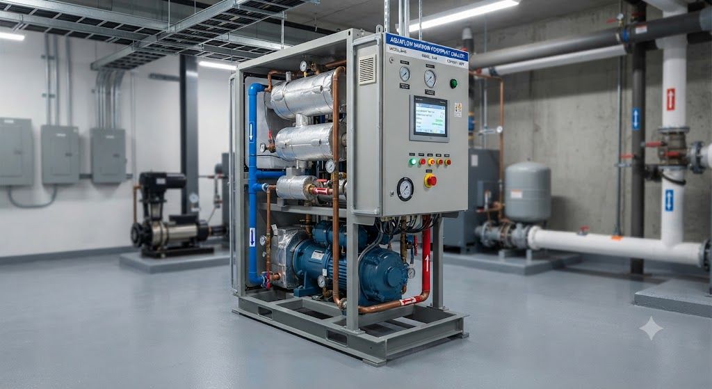 Narrow footprint chiller design