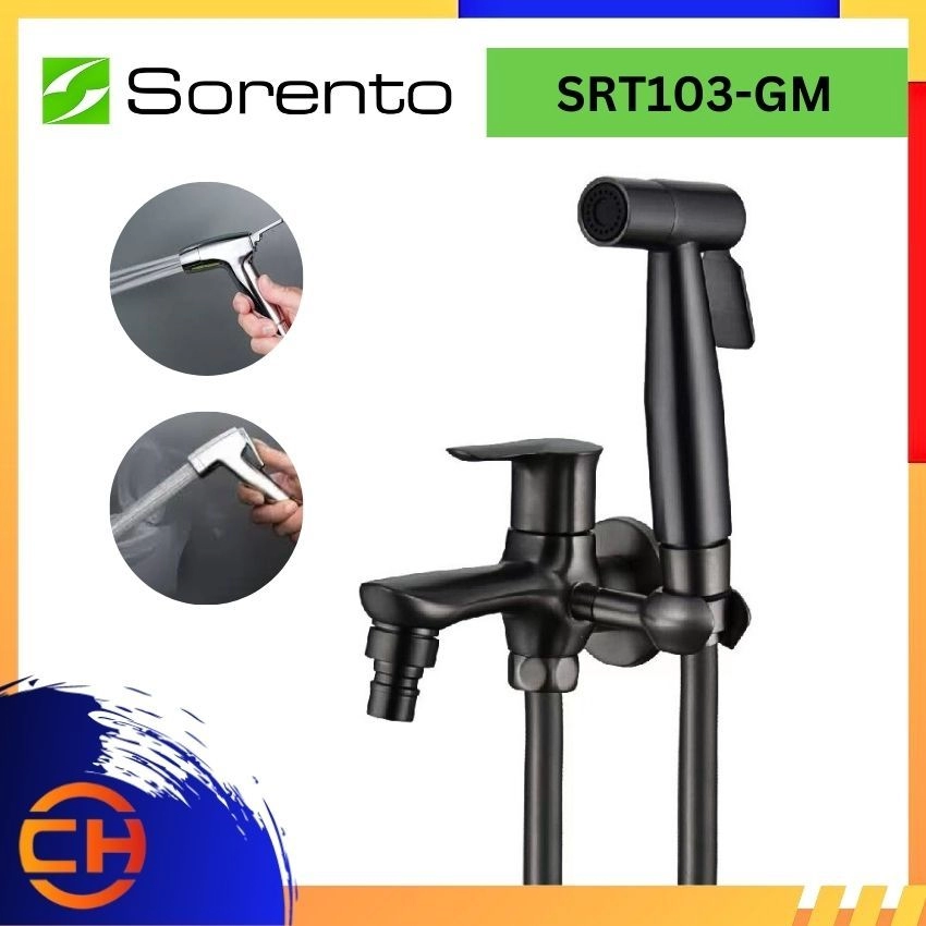 SORENTO BATHROOM FAUCET SRT103-GM Two Way Tap c/w Hand Bidet & 1.2m Flexible Hose Gunmetal