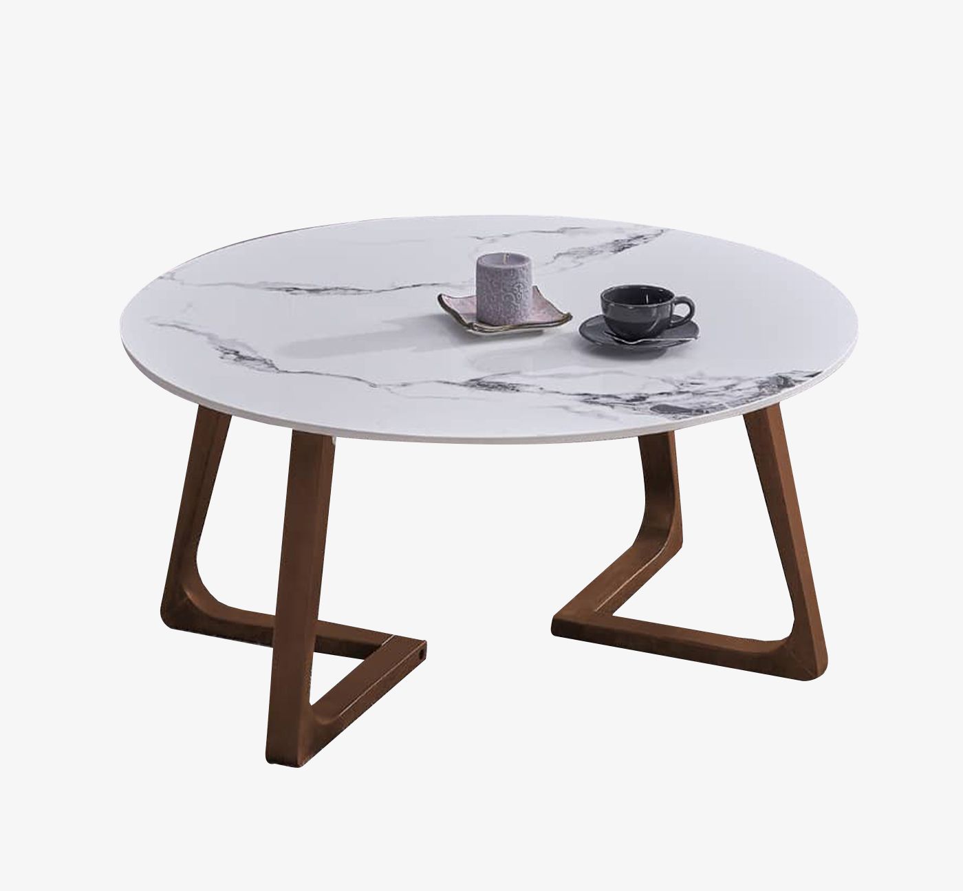 iTF182-36-WL | Round Coffee Table with Wooden Base and Sintered Stone Top