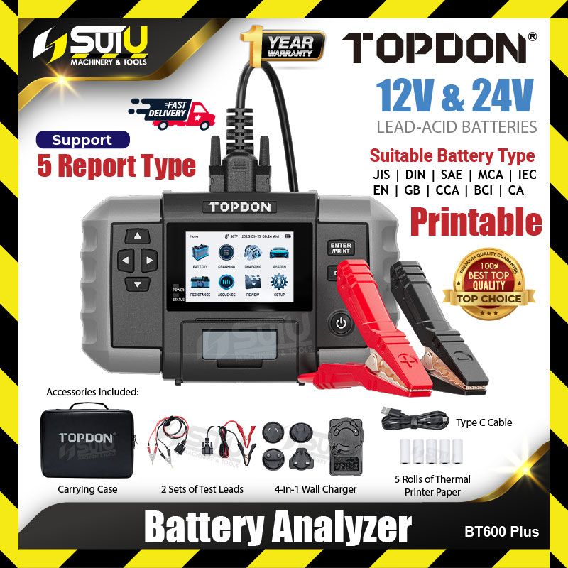 TOPDON BT600PLUS / BT600 PLUS 12V & 24V Printable Battery Analyzer