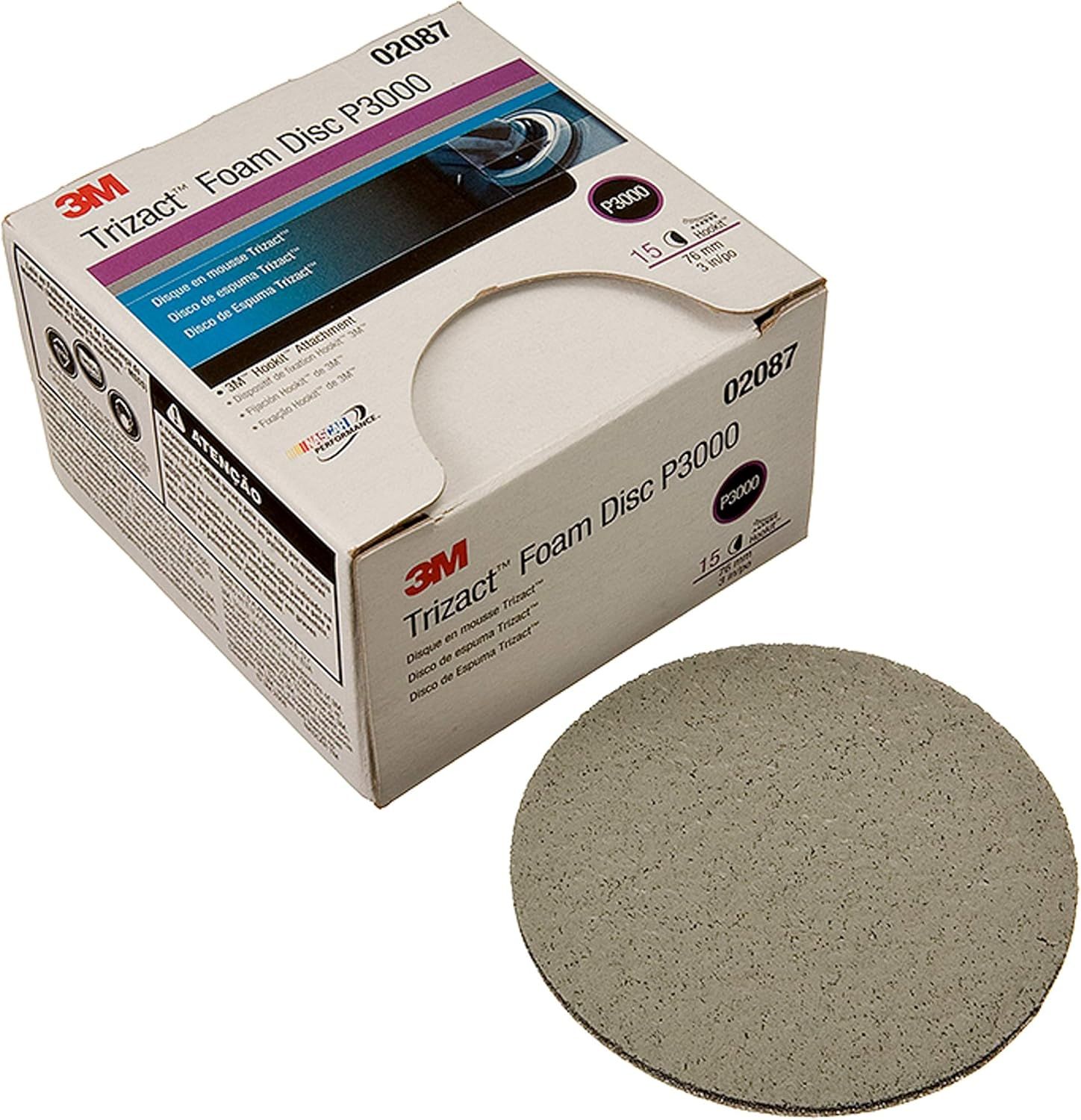 3M™ Trizact™ Hookit™ Foam Disc 02087, 3 in, P3000, 15 Discs