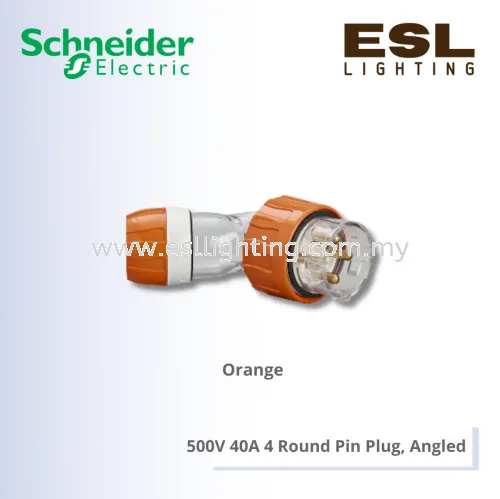 SCHNEIDER S56 Series & 66 Series 500V 40A 4 Round Pin Plug, Angled - S56PA440EO_G15