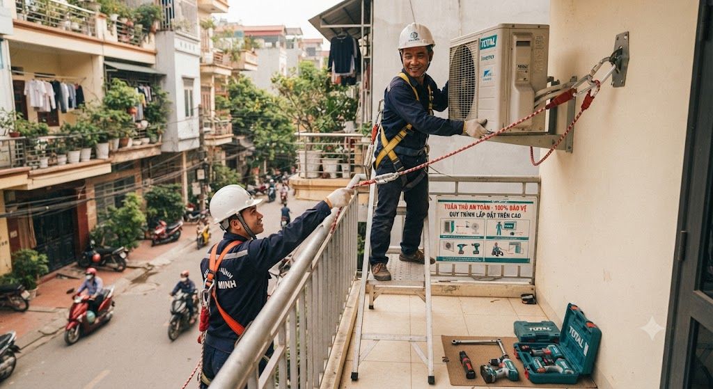 aircon installation safety procedures at height