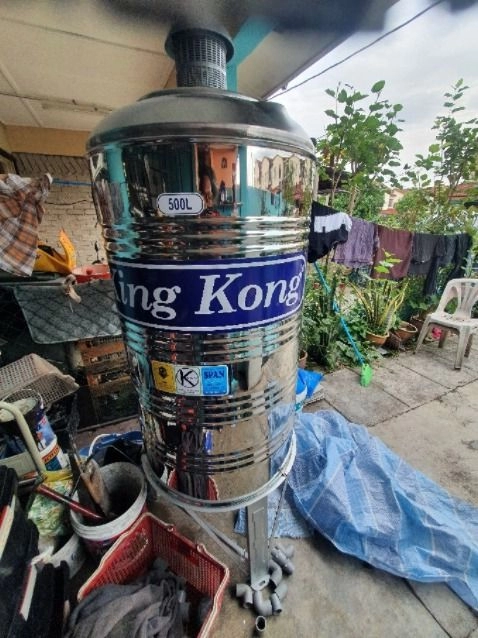 King Kong Stainless Steel (304-BA) HR Series Water Tank Vertical Round Bottom With Stand (FREE Brass Float Valve)