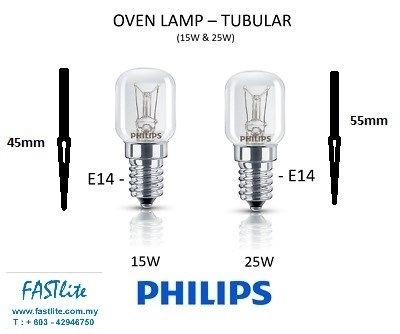 Philips E14 25w 230V 300C Clear Oven Bulb