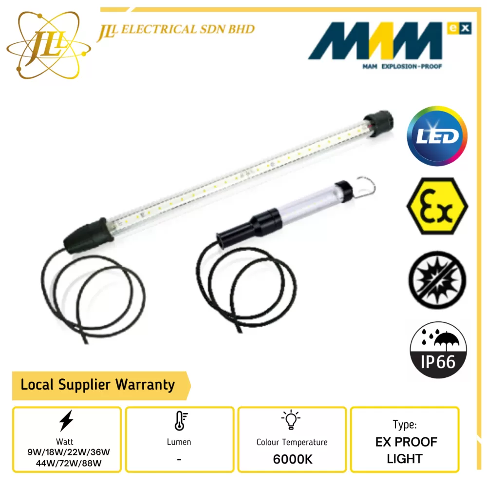 MAM MAMF01 SERIES IP66 6000K LED EXPLOSION PROOF LINEAR LIGHTING FIXTURE [9W/18W/22W/36W/44W/72W/88W]