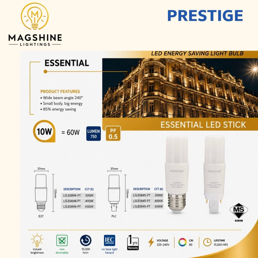 PRESTIGE ESSENTIAL LED ENERGY SAVING LIGHT STICK BULB/10W