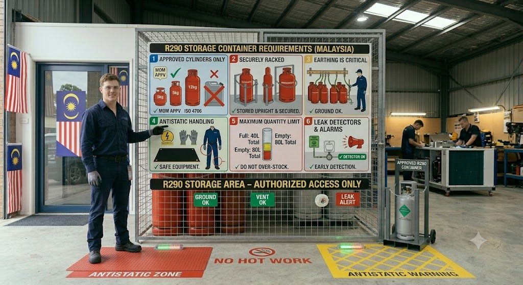 R290 storage container requirements