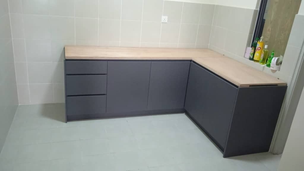MELAMINE CHIPBOARD KITCHEN CABINET | KITCHEN AT SENTOSA | AMBANG BOTANIC | KAMPUNG JAWA