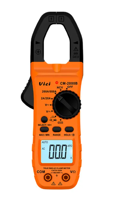Vici CM-2000B 28mm clamp open, Max 800A, True RMS, NCV, Battery tests, Backlight, Clamp lighting function.