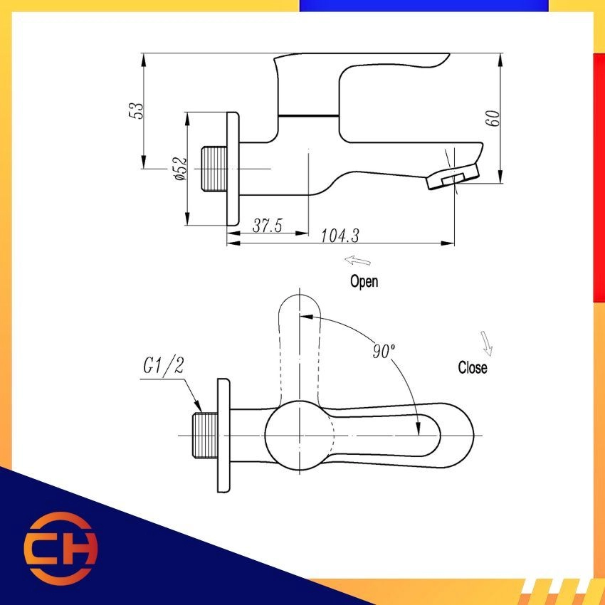 SORENTO BATHROOM HOSE BIP TAP SRTWT5806 Bib Tap