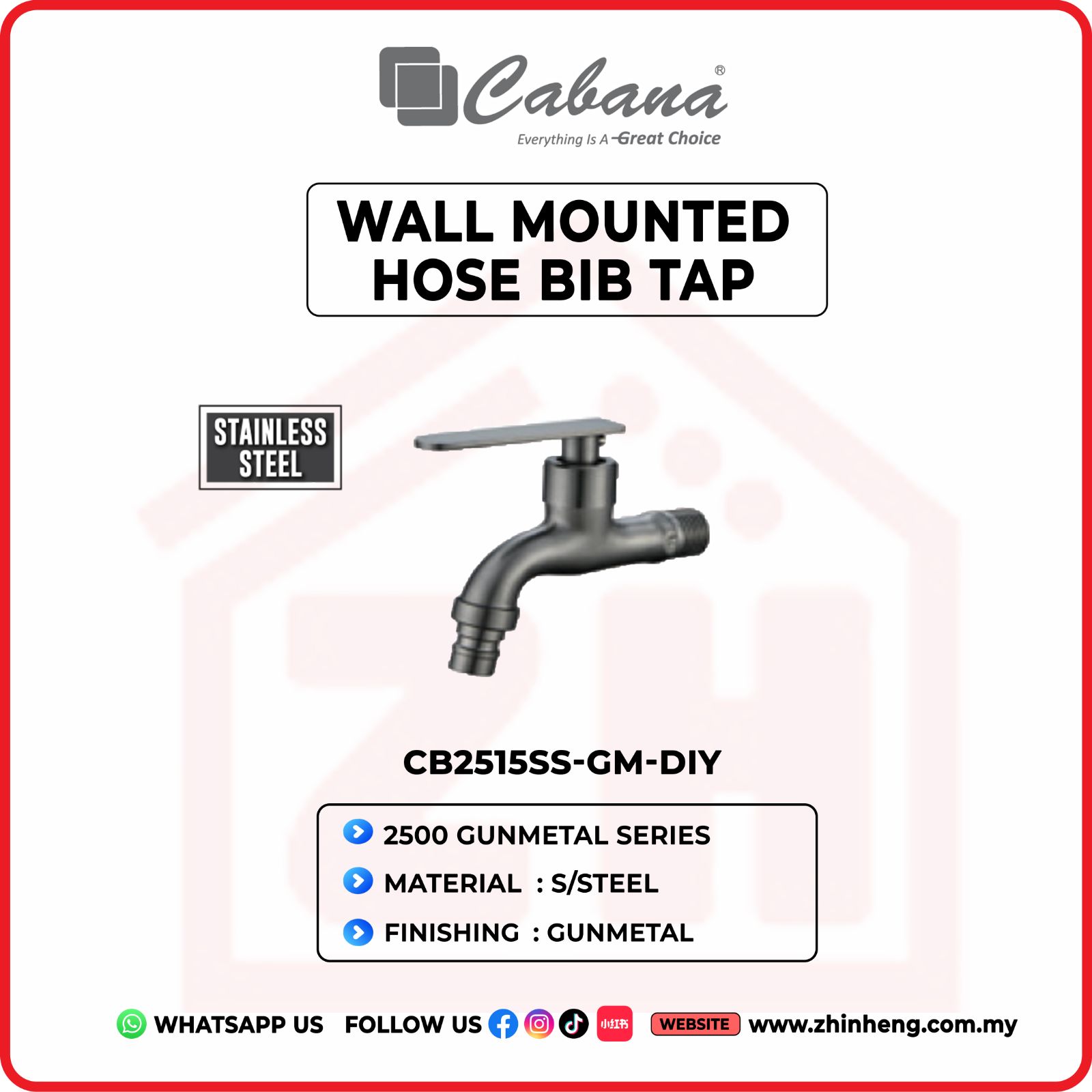 CABANA WALL MOUNTED HOSE BIB TAP  CB2515SS-GM-DIY