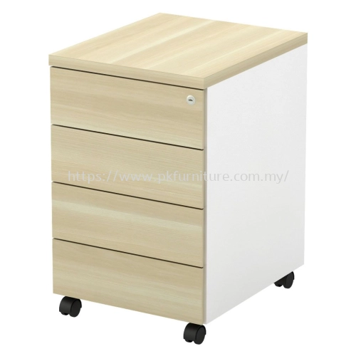 Storage Series - SC-YMP-4E- Mobile Pedestal 4D - White & Boras Ash - Without Handler