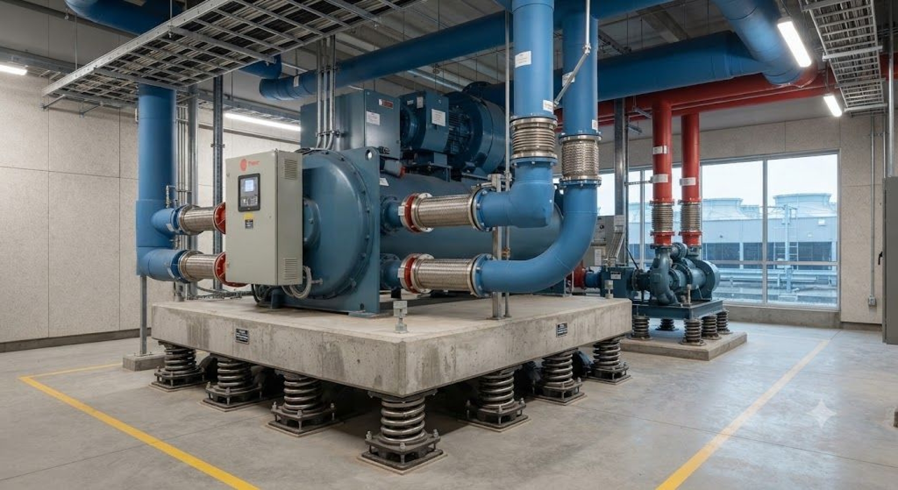 HVAC chiller vibration isolation design