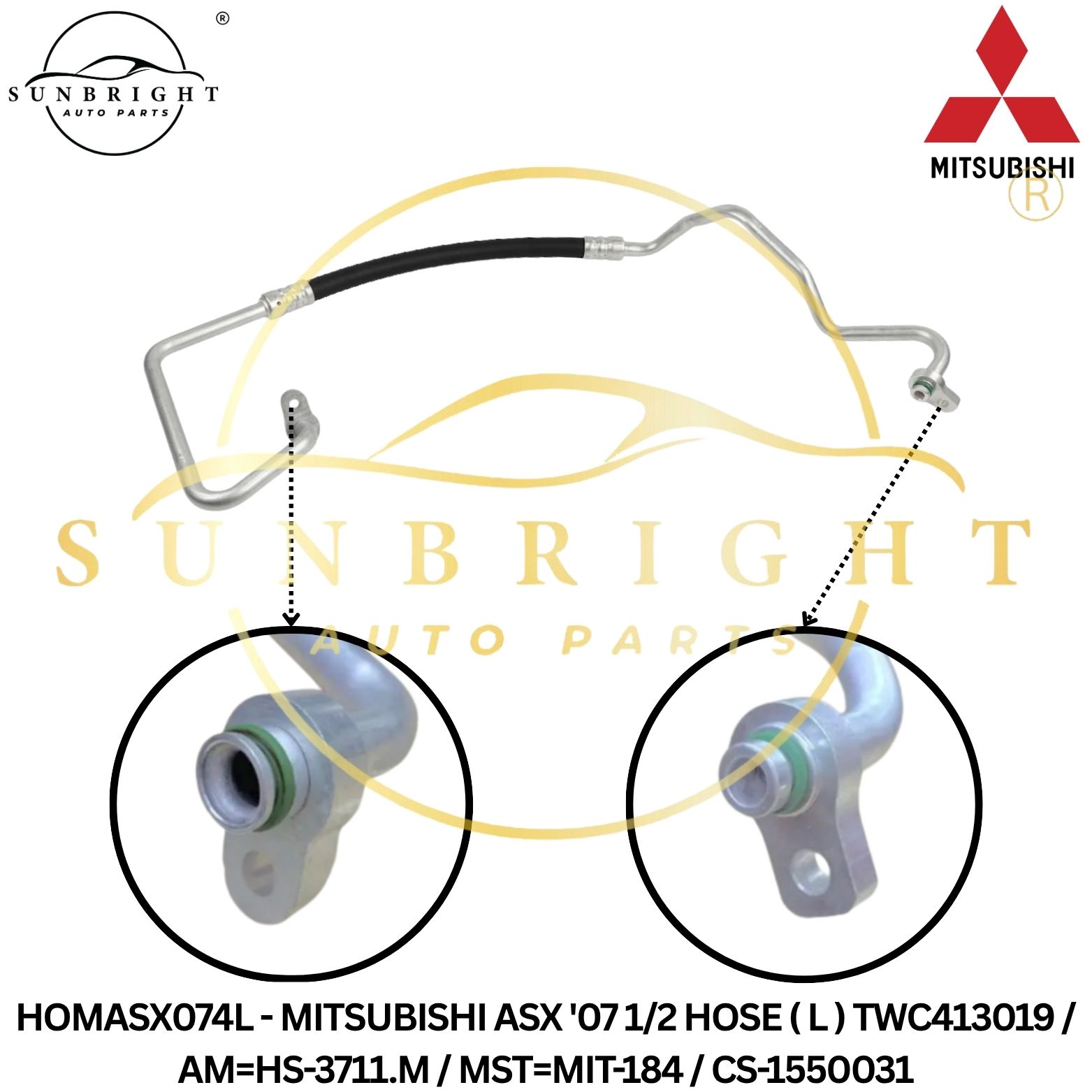 HOMASX074L - MITSUBISHI ASX '07 1/2 HOSE ( L ) TWC413019 / AM=HS-3711.M / MST=MIT-184 / CS-1550031