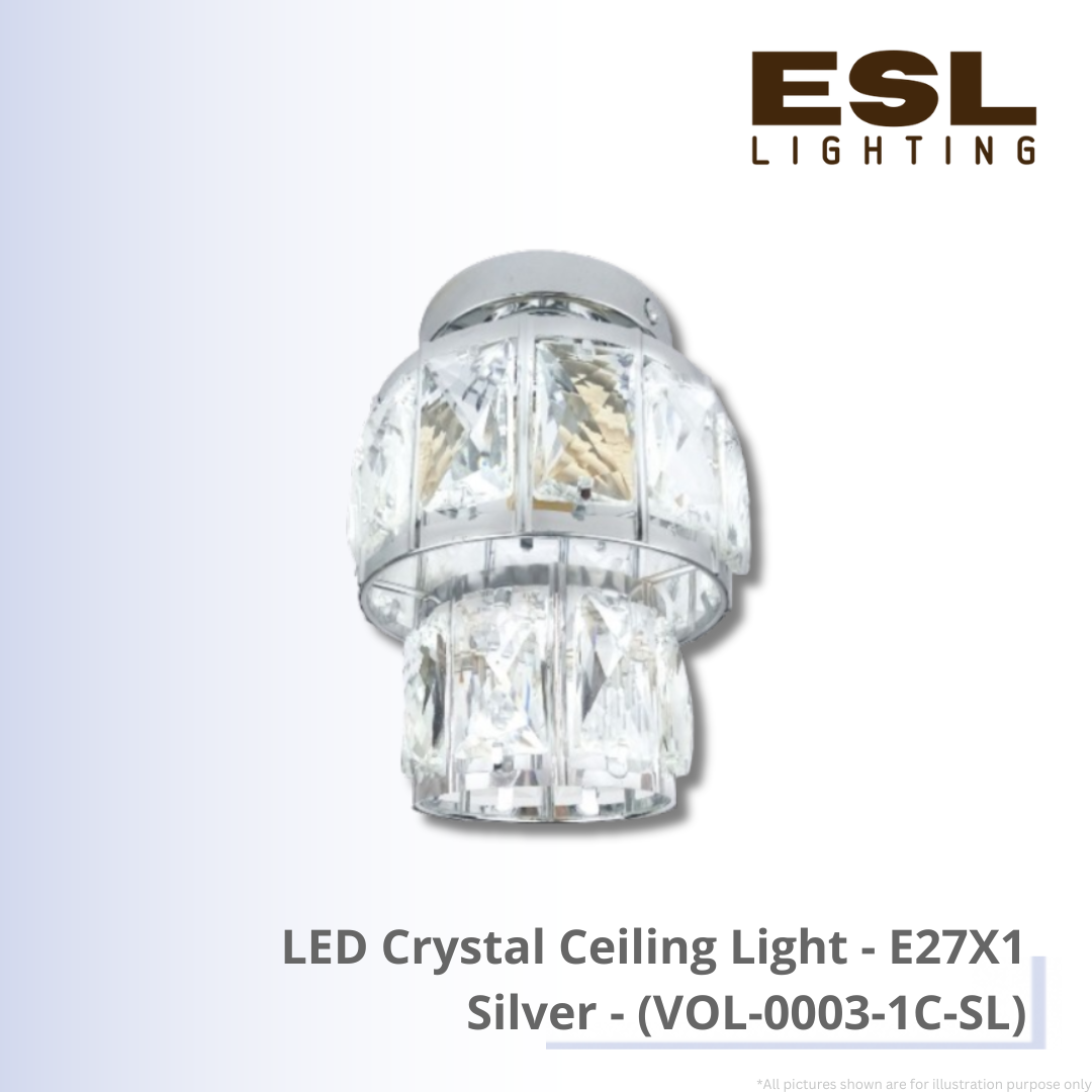 LED Ceiling Light E27X1 Silver - VOL-0003-1C-SL