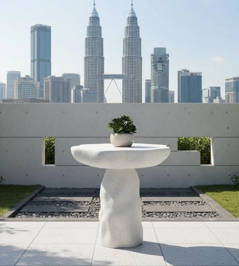 Premium Fiberglass Side Table Manufacturer Malaysia 马来西亚最佳户外玻璃钢茶几桌子 Pengeluar Meja Sisi Gentian Kaca Mewah Malaysia