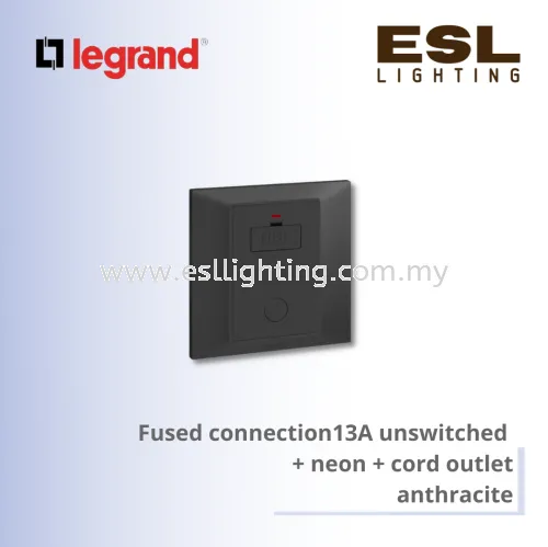 Legrand Belanko™ Fused connection13A unswitched  + neon + cord outlet anthracite