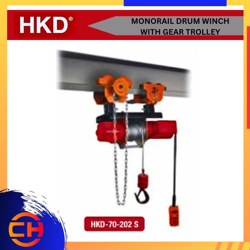 HKD MONORAIL DRUM WINCH WITH GEAR TROLLEY SINGLE PHASE / 3 PHASE 