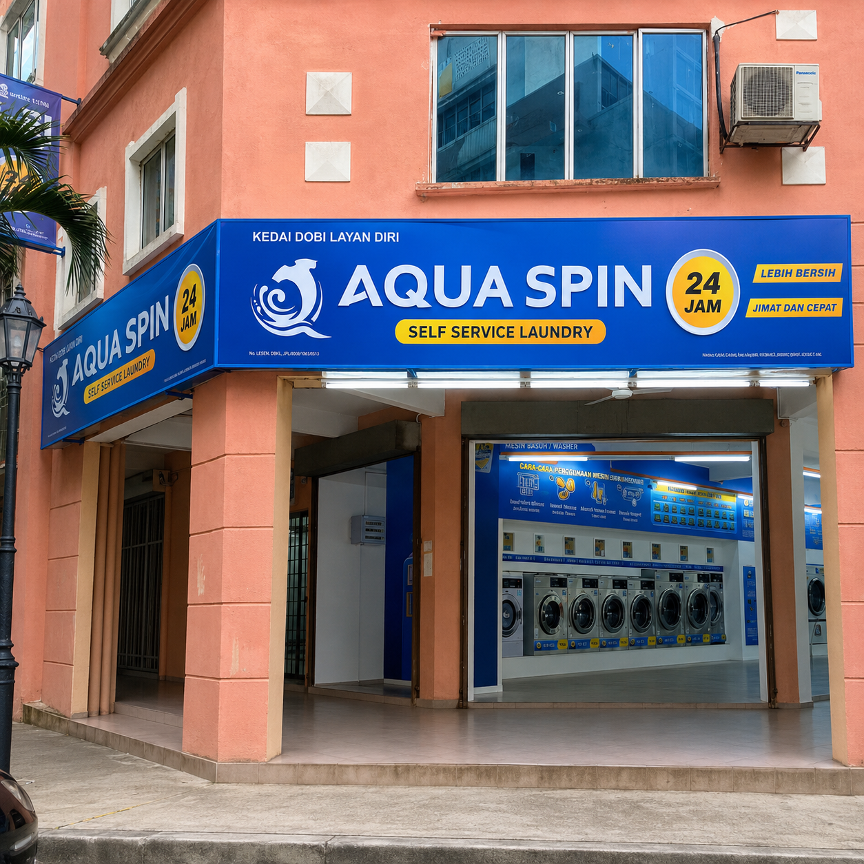 Custom Shopfront Signage Malaysia for Laundry Outlet