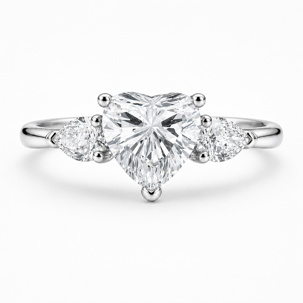 Velouria Triple Heart Crown Engagement Ring